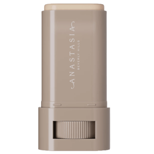 Anastasia Beverly Hills Beauty Balm Serum Boosted Skin Tint is a complexion stick designed to even skin tone and provide a natural finish, housed in a sleek, twist-up container.