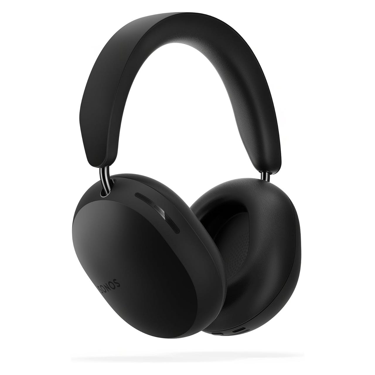 Black over-ear headphones with a sleek design, featuring cushioned ear cups and an adjustable headband. The logo \“Sonos\“ is subtly visible on the ear cup.