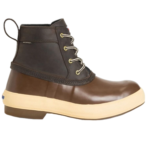 Xtratuff 6\“ Legacy Lace Boots are waterproof brown lace-up boots with a durable design and beige slip-resistant soles, ideal for wet conditions.