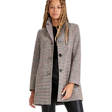 Maralyn & Me Juniors' Reefer Coat features a classic plaid pattern with a tailored fit, button-down closure, and mid-thigh length, offering a stylish and versatile look.