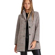 Maralyn & Me Juniors' Reefer Coat features a classic plaid pattern with a tailored fit, button-down closure, and mid-thigh length, offering a stylish and versatile look.