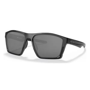 Sunglasses with a modern, rectangular frame and black polarized lenses, featuring a small logo on the temples.