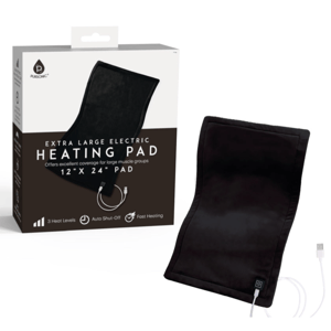 Extra Large Electric Heating Pad, 12\“ x 24\“, features 3 heat levels, auto shut-off, and fast heating. Offers coverage for large muscle groups.