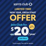 Sam's Club offers a limited-time membership for $20 per year, reduced from $50, valid until January 19. Terms apply.