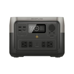 EcoFlow River 2 Max Power Station is a portable power solution with multiple AC outlets, USB-A, USB-C ports, and a display for input/output monitoring and battery life.