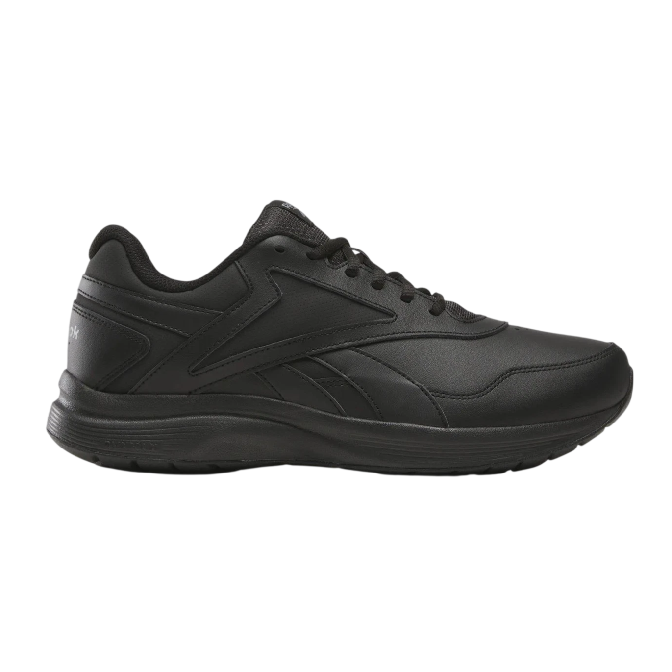 A black athletic sneaker with a sleek design and lace-up closure, featuring subtle branding on the side and back.