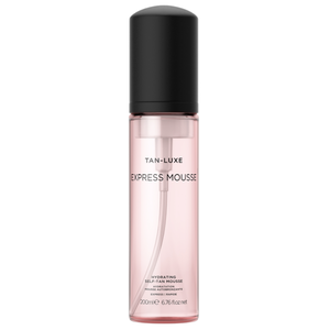 The Tan-Luxe Express Mousse is a hydrating self-tan mousse, offering express tanning. The bottle is a 200ml (6.76 fl oz) size.