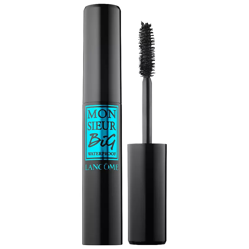 Lancôme Monsieur Big Waterproof Mascara features a black tube with blue text, designed for volumizing and long-lasting wear.
