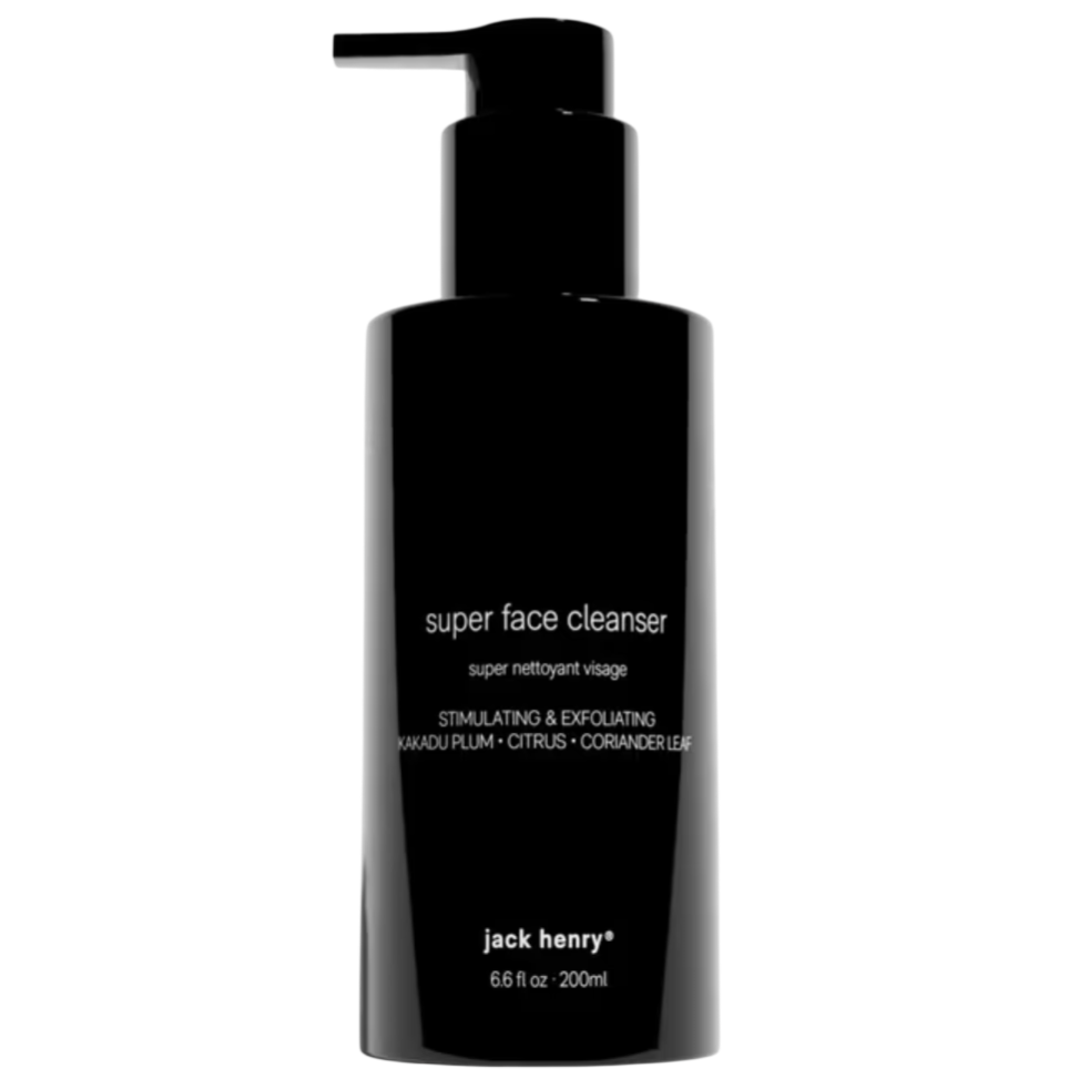 Jack Henry Super Face Cleanser, 6.6 fl oz (200ml), features stimulating and exfoliating ingredients like Kakadu plum, citrus, and coriander leaf.
