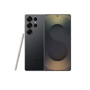 Samsung Galaxy S23 Ultra smartphone with a stylus, featuring a multi-camera setup on the back and a large display with minimal bezels.