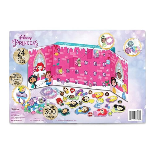 a box containing a pink Disney advent calendar