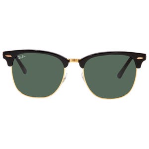 Black and gold-framed sunglasses with dark lenses.