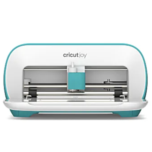 Cricut Joy cutting machine, compact and suitable for crafting projects, with a teal and white design.