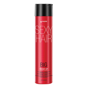 Sexy Hair Big Boost Up Conditioner is a volumizing conditioner with collagen, designed to add volume and fullness to hair. It comes in a red bottle with a black cap and contains 10.1 fl oz (300 ml).