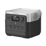 EcoFlow portable power station with multiple AC outlets, USB ports, and an LED display for power management.