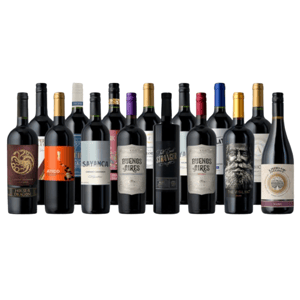 A selection of assorted wine bottles, including Cabernet Sauvignon and Malbec, featuring various labels like House of the Dragon, Sayanca, Buenos Aires, and The Vigilant.