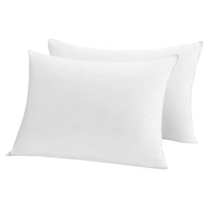 Two plain white pillows shown in overlapping position.