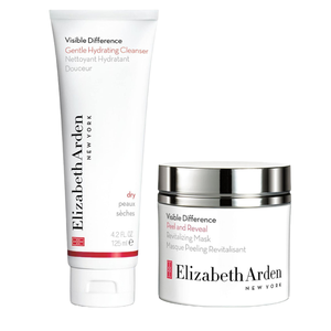 Elizabeth Arden Visible Difference Duo includes a 125ml Gentle Hydrating Cleanser for dry skin and a Peel and Reveal Revitalizing Mask.