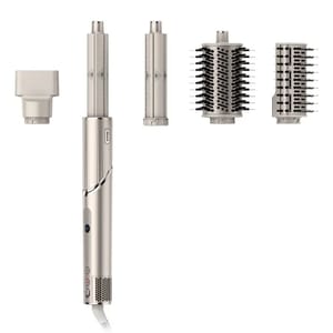 The Custom Shark FlexStyle Bundle includes a hair styling tool with interchangeable attachments: two curling barrels, a brush attachment, a comb attachment, and a concentrator nozzle.