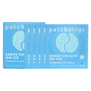 Patchology Serve Chilled On Ice Firming Eye Gels with peptides, cloudberry oil, and bakuchiol. Designed to firm the under-eye area in 5 minutes per use.