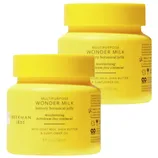 Two yellow jars labeled \“BEEKMAN 1802 Multipurpose Wonder Milk Buttery Botanical Jelly\“ contain 8 fl oz (236 ml) each. The moisturizing ointment is noted to be petroleum-free, featuring goat milk, shea butter, and sunflower oil.