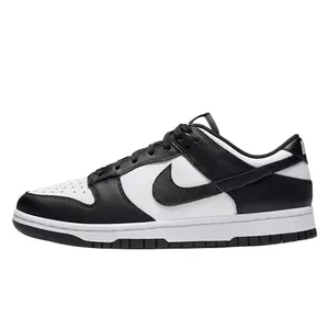Nike Dunk Low sneaker in black and white with a low-top silhouette, perforated toe box, and lace-up closure.