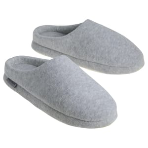 Gray Kathy Ireland Clog Slippers featuring a closed-toe design, made with soft, plush fabric for comfort.