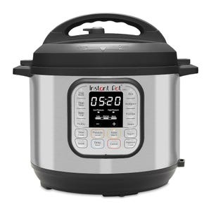 Instant Pot Duo multi-functional electric pressure cooker with digital control panel.