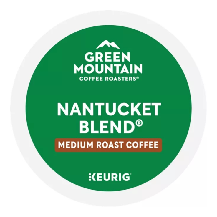 Green Mountain Coffee Roasters Nantucket Blend, medium roast coffee for Keurig machines.