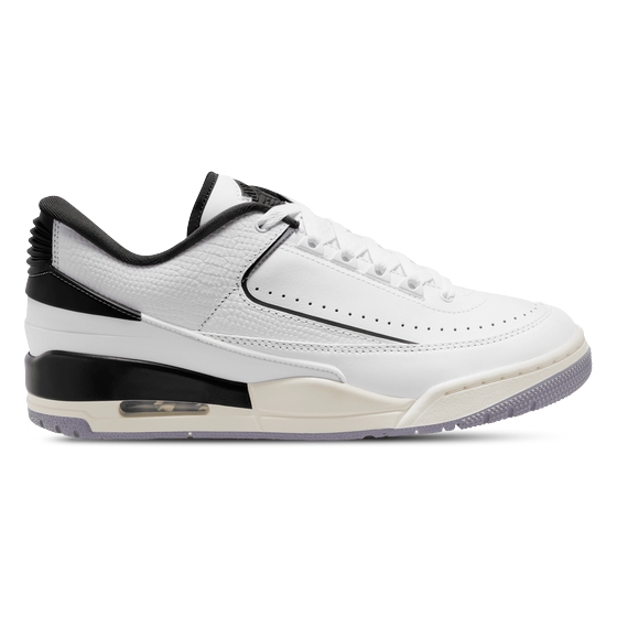 White and black low-top sneaker with air cushioning visible in the heel.