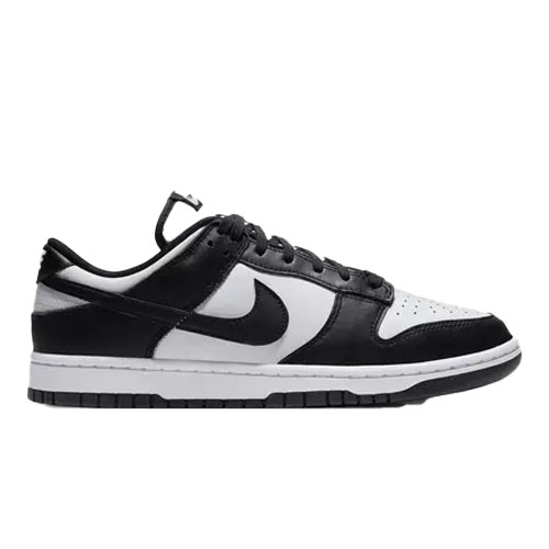 Nike Dunk Low sneaker in black and white colorway with a white sole and black swoosh logo.