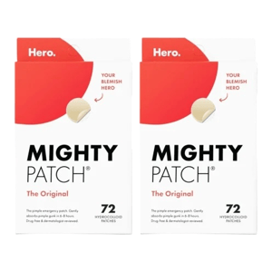 Mighty Patch The Original by Hero is a pack of 72 hydrocolloid acne patches. Designed to gently absorb pimples in 6-8 hours, these patches are drug-free and dermatologist-approved.