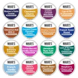 Maud's Gourmet Coffee offers a variety of medium roast flavored options, including Blueberry Fields Forever, Cinnamon Churro, Creamy Caramel Macchiato, Cup of PB & Chocolate, and more.