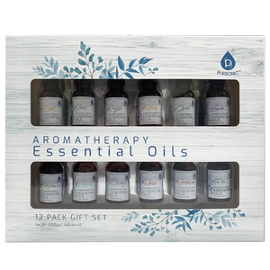 Aromatherapy Essential Oils 12-Pack Gift Set by Pursonic, each bottle contains 0.5 fl oz (14.8 ml). The set includes a variety of essential oils for different aromatic experiences.
