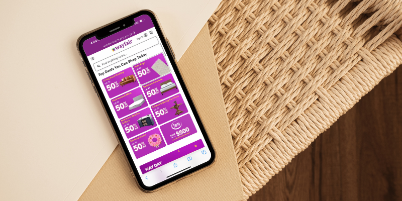 Phone with Wayfair app open