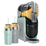 Ninja Slushie Maker with two slushie cups, featuring a sleek design for creating frozen drinks.