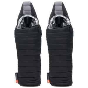 Two insulated bottle holders styled like puffer jackets, each designed to keep beverages secure and temperature-controlled.