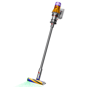 Dyson V12 Detect Slim Cordless Vacuum is a lightweight, powerful stick vacuum featuring advanced laser detection technology for enhanced cleaning. It includes a slim head and modern design for easy maneuverability.