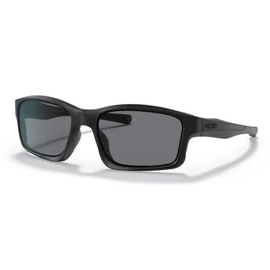Black rectangular sunglasses with a sleek design and dark lenses.
