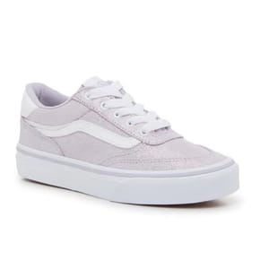 Light purple and white low-top sneaker with a lace-up design and a white sole.