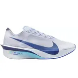A white running shoe with a blue swoosh, featuring \“ROAD RACING VF\“ text on the side and a sleek, aerodynamic design.