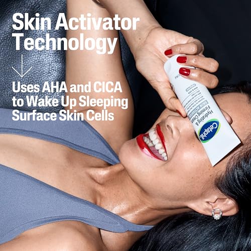 Cetaphil Hydrating Foaming Cream Cleanser featuring Skin Activator Technology with AHA and CICA to revitalize surface skin cells.