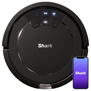 Shark robotic vacuum with Wi-Fi connectivity and accompanying smartphone app.