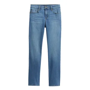 Pair of light blue denim jeans with a classic five-pocket design, button closure, and subtle fading.