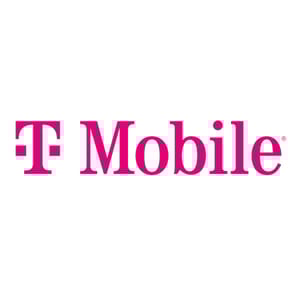 T-Mobile logo featuring a stylized \“T\“ and the word \“Mobile\“ in magenta, representing the telecommunications company.