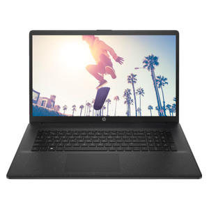 HP laptop with a skateboarder on the screen.