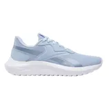 Light blue athletic sneaker with a mesh upper, tonal laces, and a white cushioned sole.