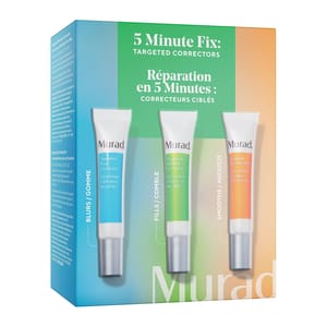 The Murad 5 Minute Targeted Correctors Set includes three tubes: Targeted Pore Corrector (blurs), Targeted Wrinkle Corrector (fills), and Targeted Eye Depuffer (smooths).