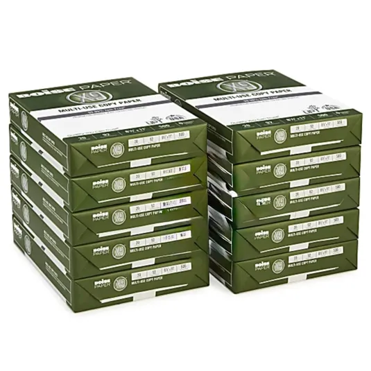 Boxes of Boise X-9 multi-use copy paper, 8.5\“ x 11\“, 20 lb., 92 brightness, 500 sheets per ream.