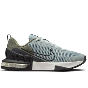 Nike Air Max shoe featuring a light grey mesh upper, black accents, and a visible Air Max sole unit with \“AIR\“ branding on the heel.